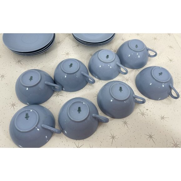 Vintage Swiss Langenthal cups & saucers, Robin egg blue porcelain, coffee for 2 - Picture 7 of 10